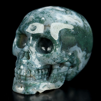 2.0" Green Moss Agate Hand Carved Crystal Skull, Realistic, Crystal Healing