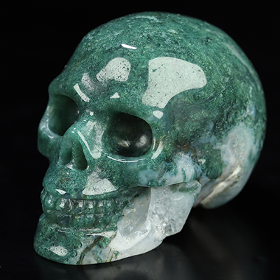2.0" Green Moss Agate Hand Carved Crystal Skull, Realistic, Crystal Healing