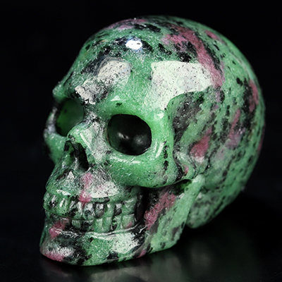 2.0" Ruby Zoisite Hand Carved Crystal Skull, Realistic, Crystal Healing