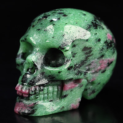 2.0" Ruby Zoisite Hand Carved Crystal Skull, Realistic, Crystal Healing