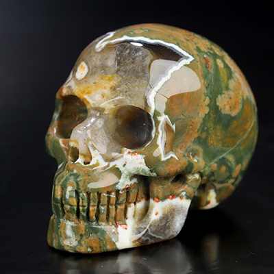 2.0" Rainforest Jasper Hand Carved Crystal Skull, Realistic, Crystal Healing