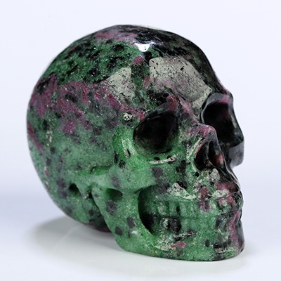 2.0" Ruby Zoisite Hand Carved Crystal Skull, Realistic, Crystal Healing