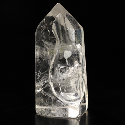 2.8" Quartz Rock Crystal Hand Carved Crystal Skull Wand/Point Sculpture, Crystal Healing