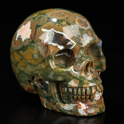 2.0" Rainforest Jasper Hand Carved Crystal Skull, Realistic, Crystal Healing