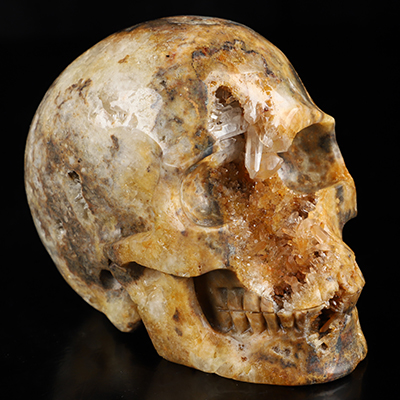 5.0" Indonesian Agate Hand Carved Crystal Skull, Realistic, Crystal Healing
