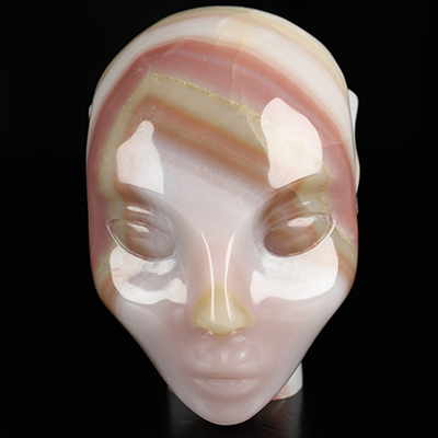 4.1" Afghanistan Jade Hand Carved Fairy Elf Alien Crystal Skull Companion Sculpture, Crystal Healing