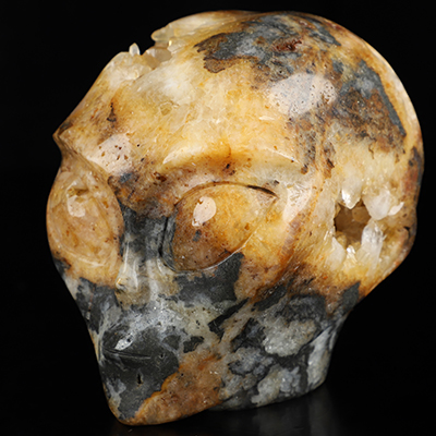 4.0" Indonesian Agate Star Being Female Alien Crystal Skull Companion, Hand Carved Gemstone Fine Art Sculpture, Reiki Healing Stone Statue