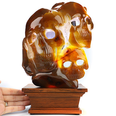 8.3" Premium Brazilian Agate Hand Carved Crystal Skulls Fine Art Sculpture, Crystal Healing