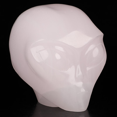 4.1" Afghanistan Jade Star Being Female Alien Crystal Skull Companion, Hand Carved Gemstone Fine Art Sculpture, Reiki Healing Stone Statue