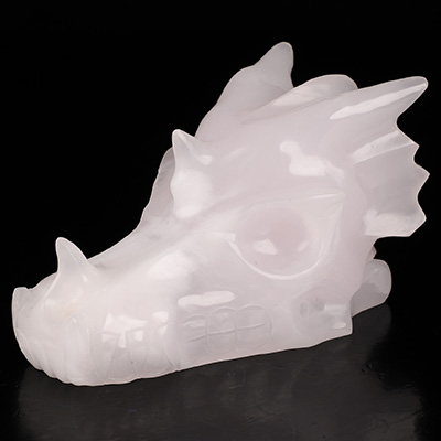 5.0" Afghanistan Jade Hand Carved Crystal Dragon Skull Sculpture, Crystal Healing