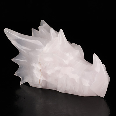 6.1" Afghanistan Jade Hand Carved Crystal Dragon Head Skull Sculpture, Crystal Healing