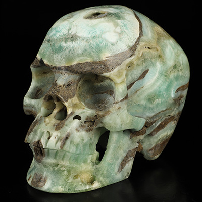 5.1" Blue Aragonite Hand Carved Crystal Skull, Super Realistic, Crystal Healing