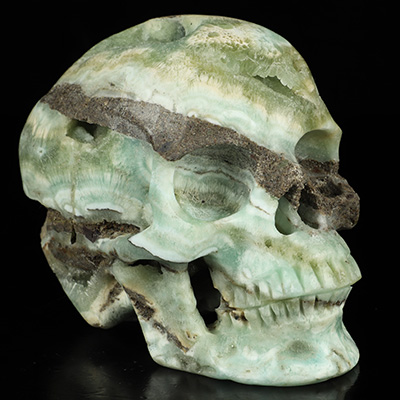 5.1" Blue Aragonite Hand Carved Crystal Skull, Super Realistic, Crystal Healing