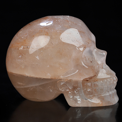 2.0" Fire Quartz Hand Carved Crystal Skull, Realistic, Crystal Healing