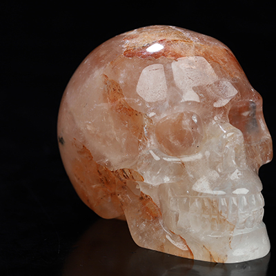 2.0" Fire Quartz Hand Carved Crystal Skull, Realistic, Crystal Healing
