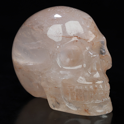 2.0" Fire Quartz Hand Carved Crystal Skull, Realistic, Crystal Healing