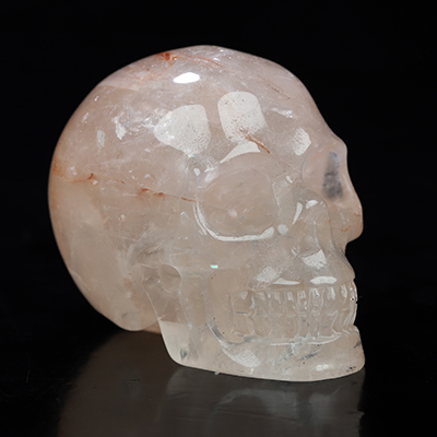 2.0" Fire Quartz Hand Carved Crystal Skull, Realistic, Crystal Healing