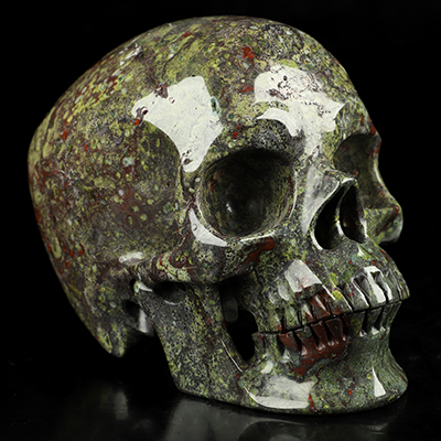 5.1" Dragon Blood Jasper Hand Carved Crystal Skull, Super Realistic, Crystal Healing