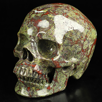 5.1" Dragon Blood Jasper Hand Carved Crystal Skull, Super Realistic, Crystal Healing