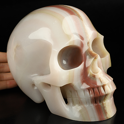 Lifesized 6.7" Afghanistan Jade Hand Carved Crystal Skull, Realistic, Crystal Healing