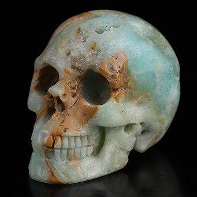 2.0" Blue Aragonite Hand Carved Crystal Skull, Realistic, Crystal Healing