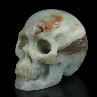 2.0" Blue Aragonite Hand Carved Crystal Skull, Realistic, Crystal Healing