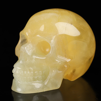 2.0" Beeswax Jade Hand Carved Crystal Skull, Realistic, Crystal Healing