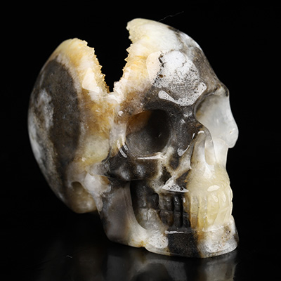 2.0" Indonesian Agate Hand Carved Crystal Skull, Realistic, Crystal Healing