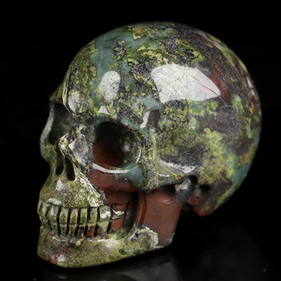 2.0" Dragon Blood Jasper Hand Carved Crystal Skull, Realistic, Crystal Healing