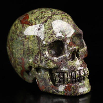 2.0" Dragon Blood Jasper Hand Carved Crystal Skull, Realistic, Crystal Healing
