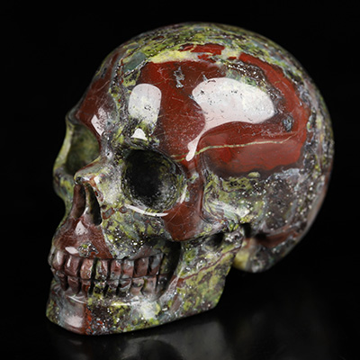 2.0" Dragon Blood Jasper Hand Carved Crystal Skull, Realistic, Crystal Healing