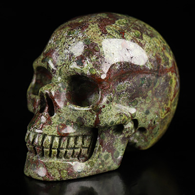 2.0" Dragon Blood Jasper Hand Carved Crystal Skull, Realistic, Crystal Healing