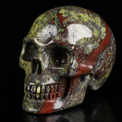2.0" Dragon Blood Jasper Hand Carved Crystal Skull, Realistic, Crystal Healing