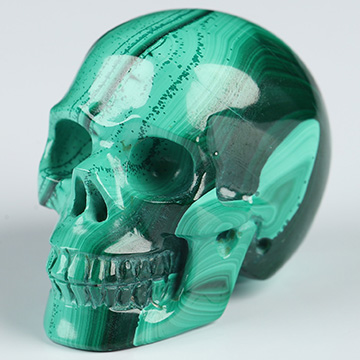 Gemstone 1.5" Malachite Hand Carved Crystal Skull, Realistic, Crystal Healing