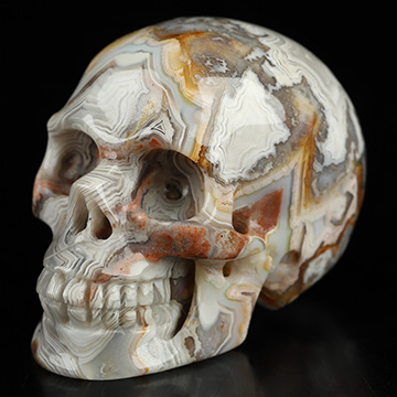 Gemstone 1.5" Red Crazy Lace Agate Hand Carved Crystal Skull, Realistic, Crystal Healing