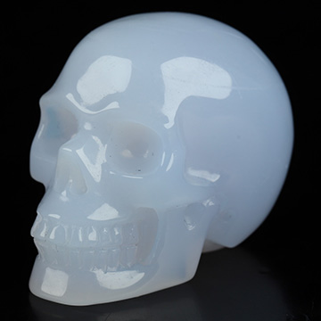 1.3" Blue Chalcedony Hand Carved Crystal Skull, Realistic, Crystal Healing