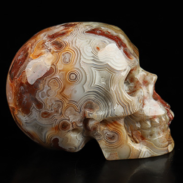 Gemstone 1.3" Red Crazy Lace Agate Hand Carved Crystal Skull, Realistic, Crystal Healing