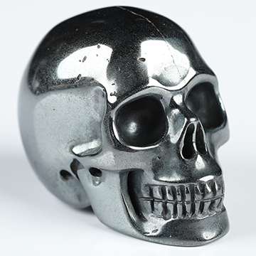 1.3" Hematite Hand Carved Crystal Skull, Realistic, Crystal Healing