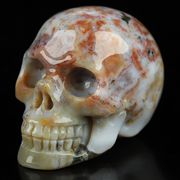 1.1" Ocean Jasper Hand Carved Crystal Skull, Realistic, Crystal Healing