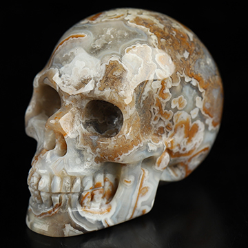 Gemstone 1.1" Red Crazy Lace Agate Hand Carved Crystal Skull, Realistic, Crystal Healing