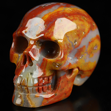 1.1" Three Colorful Agate Hand Carved Crystal Skull, Realistic, Crystal Healing