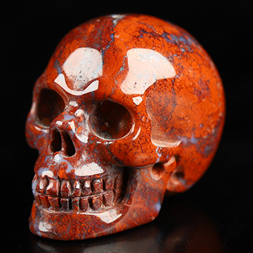 1.1" Chinese Bloodstone Hand Carved Crystal Skull, Realistic, Crystal Healing