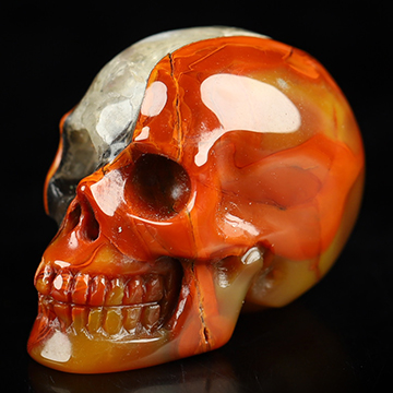 0.9" Empire Red Agate Hand Carved Crystal Skull, Realistic, Crystal Healing