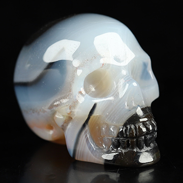 0.9" Banded Agate Hand Carved Crystal Skull, Realistic, Crystal Healing