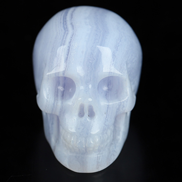 Gemstone 0.9" Blue Lace Agate Hand Carved Crystal Skull, Realistic, Crystal Healing