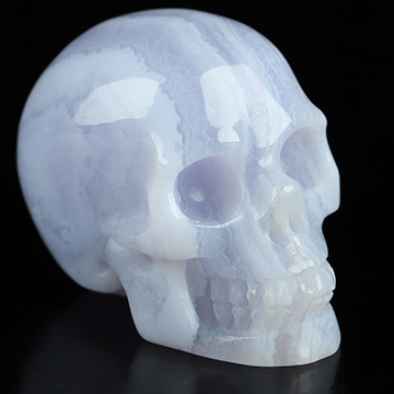 Gemstone 0.9" Blue Lace Agate Hand Carved Crystal Skull, Realistic, Crystal Healing