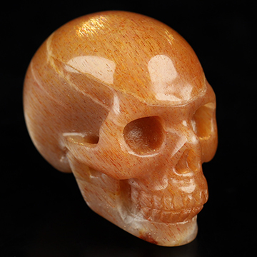 0.9" Sunstone Hand Carved Crystal Skull, Realistic, Crystal Healing