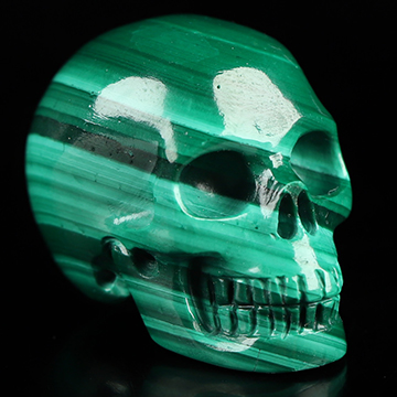 Gemstone 0.9" Malachite Hand Carved Crystal Skull, Realistic, Crystal Healing