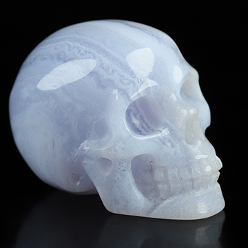 Gemstone 0.8" Blue Lace Agate Hand Carved Crystal Skull, Realistic, Crystal Healing