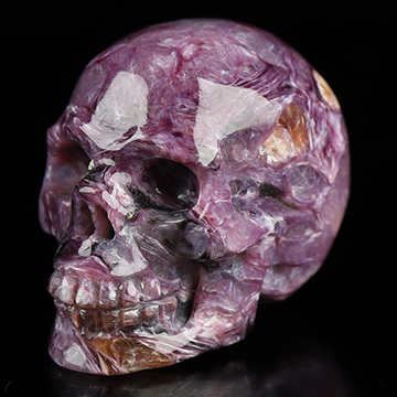 Gemstone 0.8" Russian Charoite Hand Carved Crystal Skull, Realistic, Crystal Healing